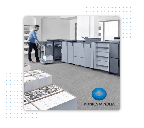 Production sized Konica Minolta printer in an office