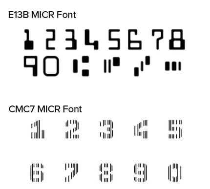 E13B vs CMC7 Font