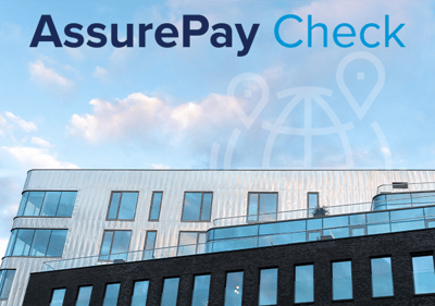 AssurePay Check logo placed above an education building