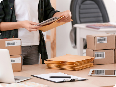 Person organizing their mail 