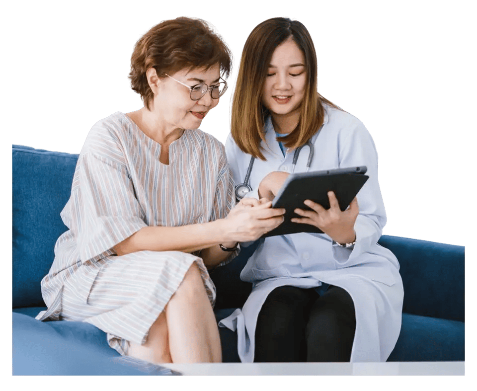 Physician and patient using ipad copy