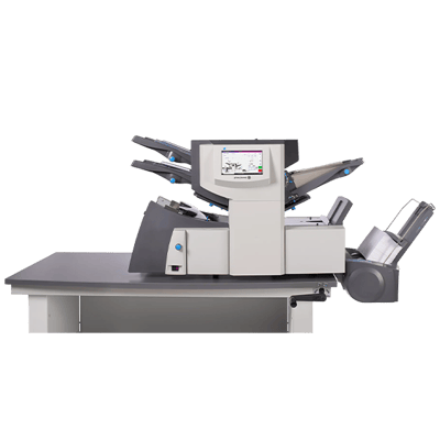 A Relay Folder Inserter machine loading envelopes with paper