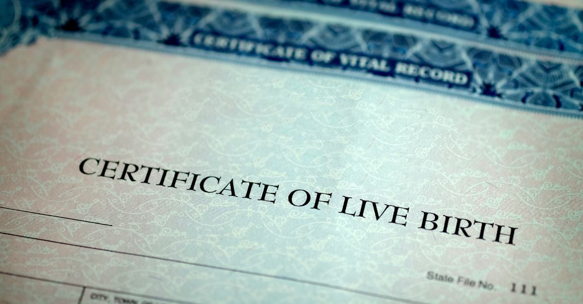 Image of a birth certificate 