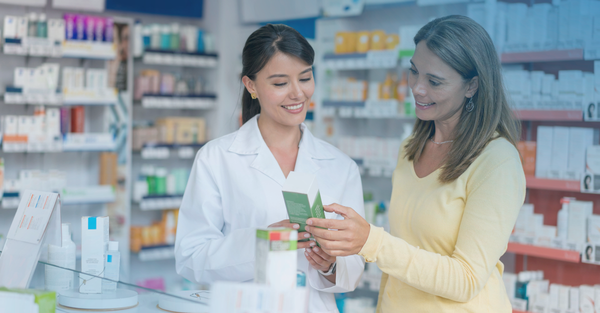 Pharmacist helping out a customer 